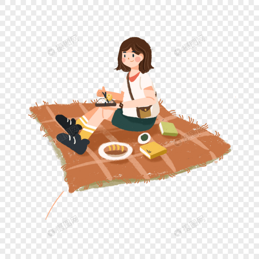 野餐的女孩图片
