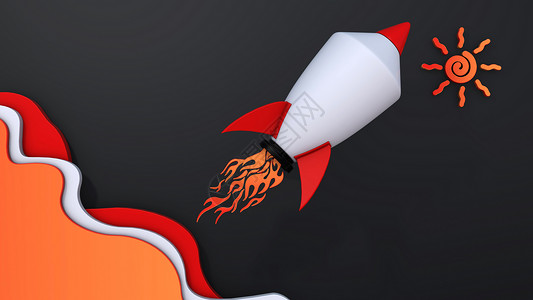 太空插画火箭上升设计图片