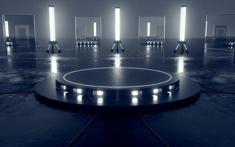 圆椅子科技灯光展台空间设计图片