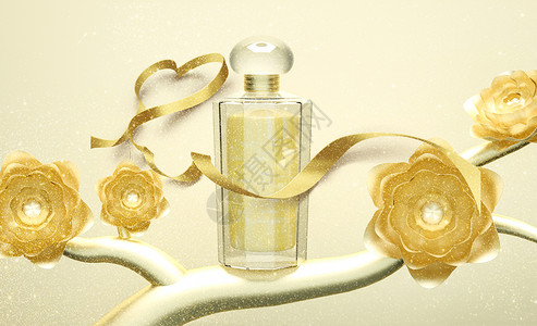 香水玫瑰镏金香水设计图片