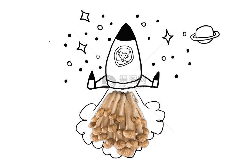 创意金针菇火箭图片