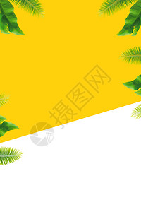 黄色清新植物清新绿叶背景设计图片