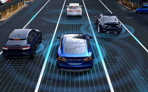 汽车智能科技汽车道路自动驾驶场景设计图片