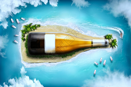 海岸椰树葡萄酒展示设计图片
