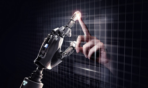 触碰机械手人工智能握手高清图片