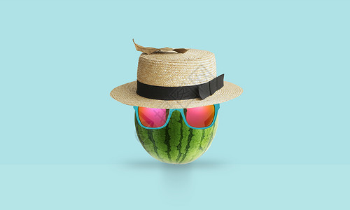 太阳帽墨镜创意水果设计图片