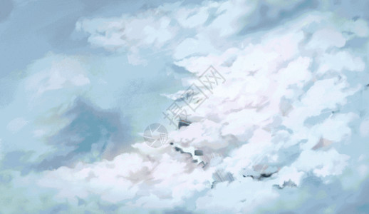 梦幻云朵云层中的热气球与鲸鱼gif高清图片