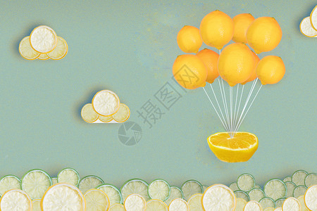 降落伞热气球创意水果设计图片