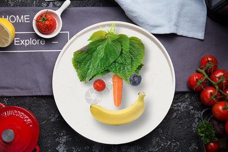 水果创意拼盘果蔬笑脸拼盘设计图片