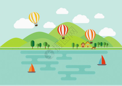 多彩漂浮气球郊游GIF高清图片