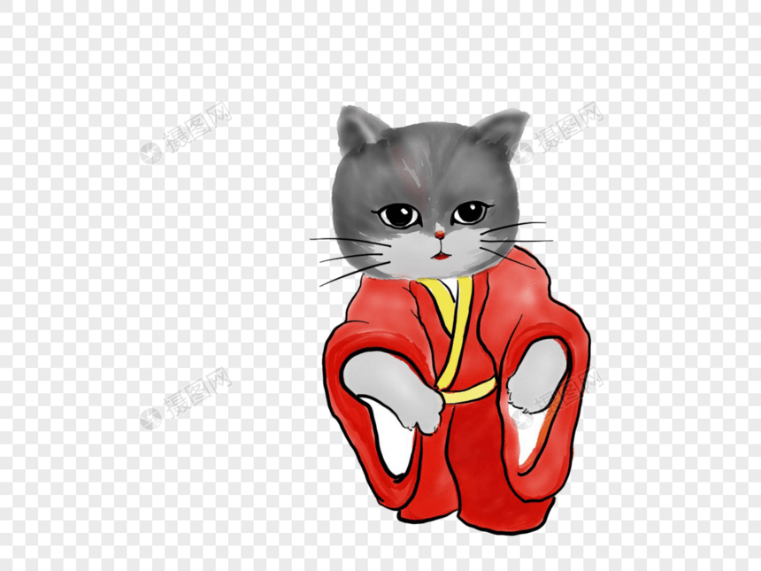穿红色长袍的猫图片