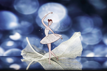 芭蕾舞者素材落叶下的芭蕾舞者插画