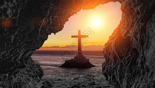 复活节祈祷石洞高清图片