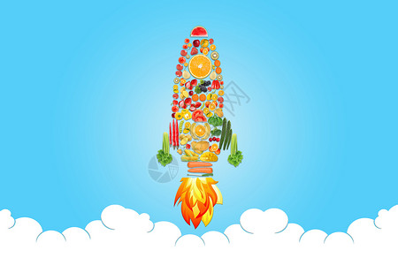 水果切开梨子水果蔬菜火箭设计图片