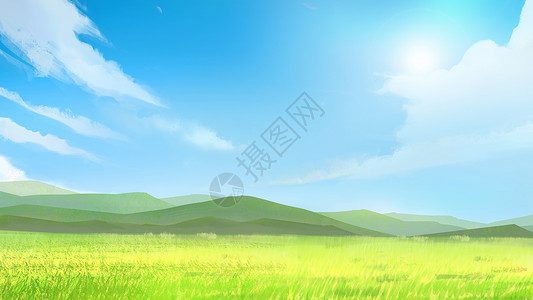 高山绿色草原风景设计图片