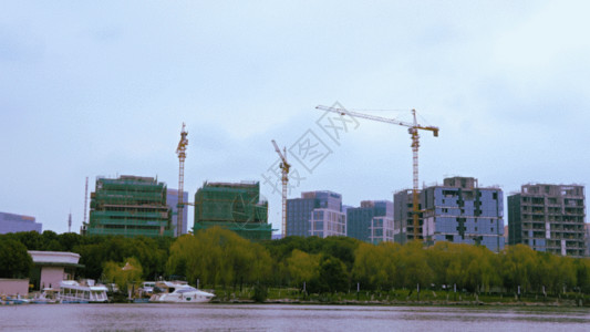 施工警示牌城市建筑GIF高清图片