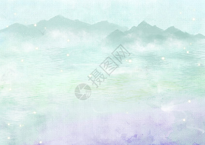 山间风景背景手绘水山设计图片