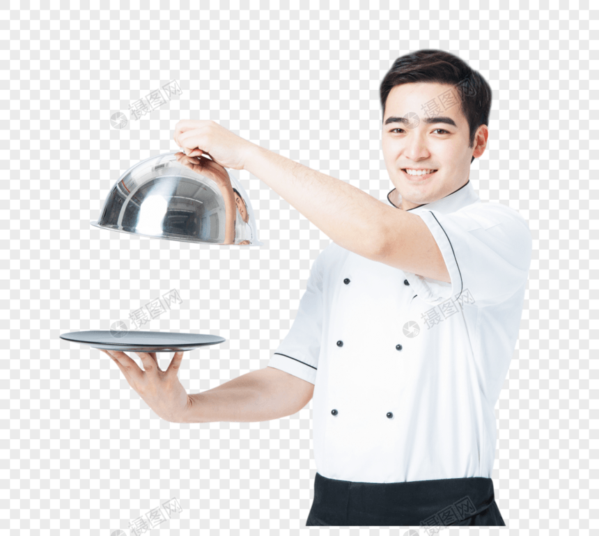 男厨师拿锅图片