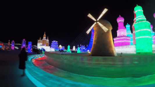 哈尔滨冬天城市景观景物GIF高清图片