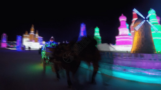 哈尔滨冬天城市景观GIF高清图片