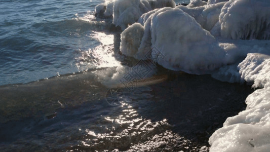 海螺沟冰川雪山一角海水GIF高清图片