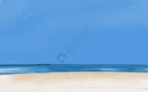 插画海滩背景背景图片