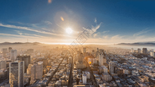 3D建筑城市高楼日落延时GIF高清图片