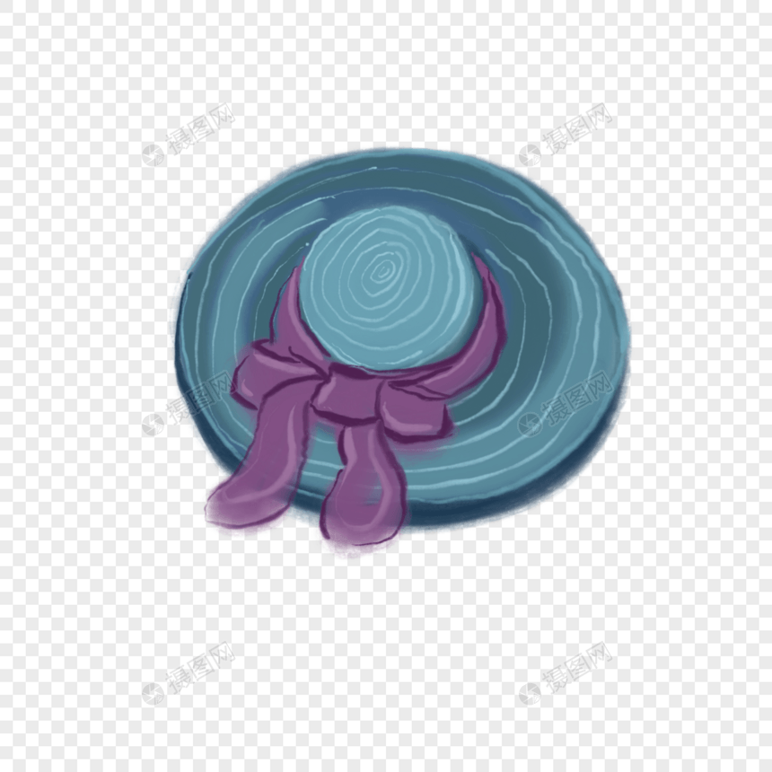 卡通紫色蝴蝶结帽子插图图片