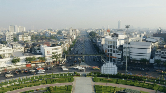 固定翼无人机无人机航拍泰国曼谷城市中心广场GIF高清图片