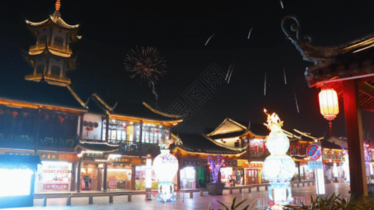 春节城市素材节日喜庆放烟花庆祝GIF高清图片
