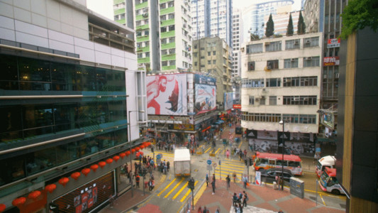 香港鸟瞰香港九龙塘商业大街延迟GIF高清图片