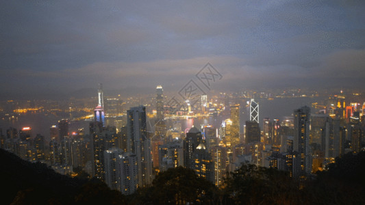 香港教育香港太平山顶实拍夜景GIF高清图片