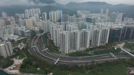 香港鸟瞰航拍香港郊区高层建筑鸟瞰视角GIF高清图片