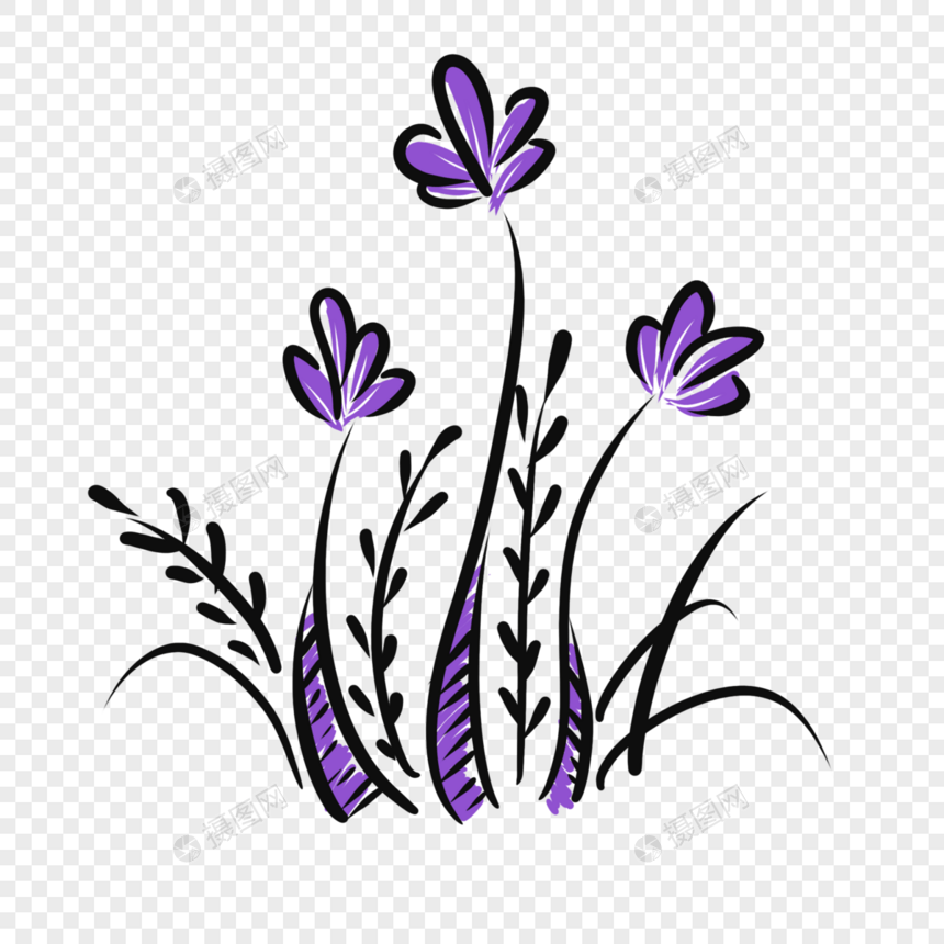 紫色简约花丛图片