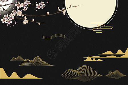 复古夜景素材中国风背景设计图片