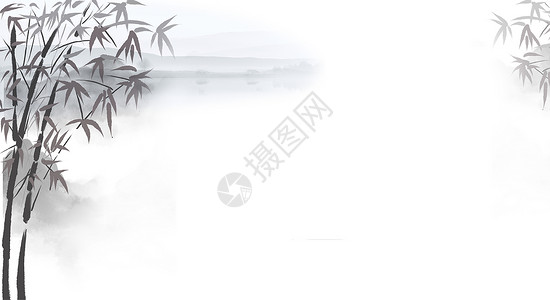 竹子意境背景水墨中国风背景设计图片