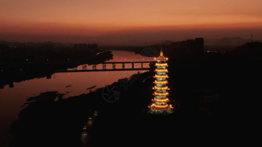 湖桥广东航拍夜景GIF高清图片
