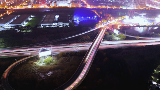 夜景立交桥城市交通延时摄影GIF高清图片