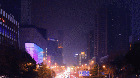 武汉中心中山路交通延时GIF图片