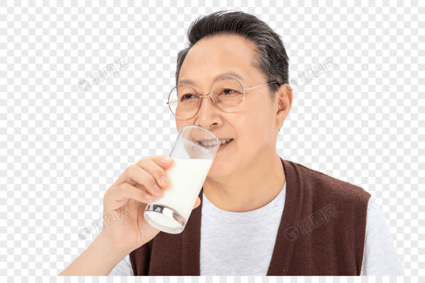 老人喝牛奶图片