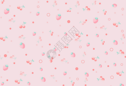 粉色童话草莓樱桃背景插画