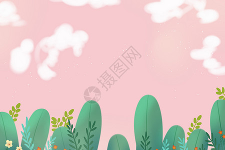 水彩插画叶子小清新植物背景设计图片