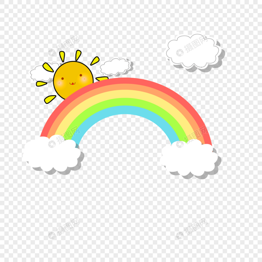 卡通彩虹太阳图片