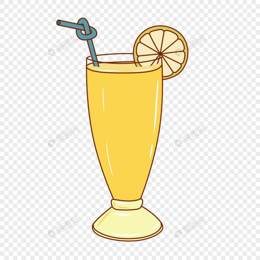 卡通手绘夏日饮品柠檬果汁图片