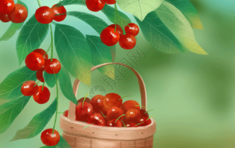 手绘水果樱桃夏天的樱桃GIF高清图片
