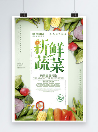 新鲜果蔬矢量图新鲜蔬菜海报设计模板