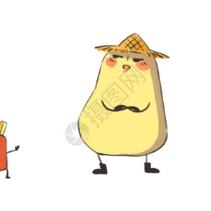 高热量薯条小土豆卡通形象表情包gif高清图片
