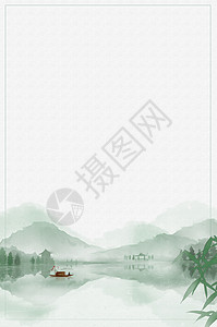 中国风茉莉花插画水墨山水背景设计图片