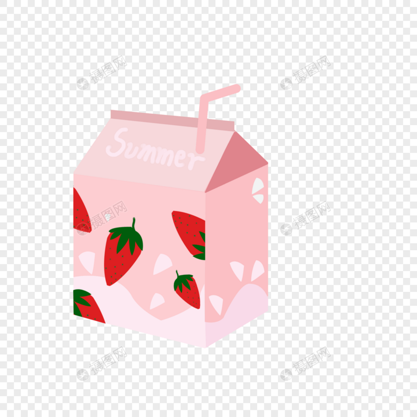 夏日清凉草莓味牛奶图片