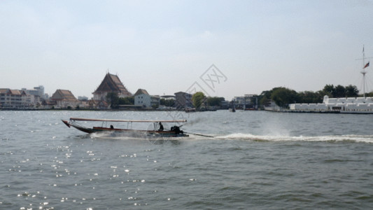 泰国剪纸风建筑飞越游船GIF高清图片